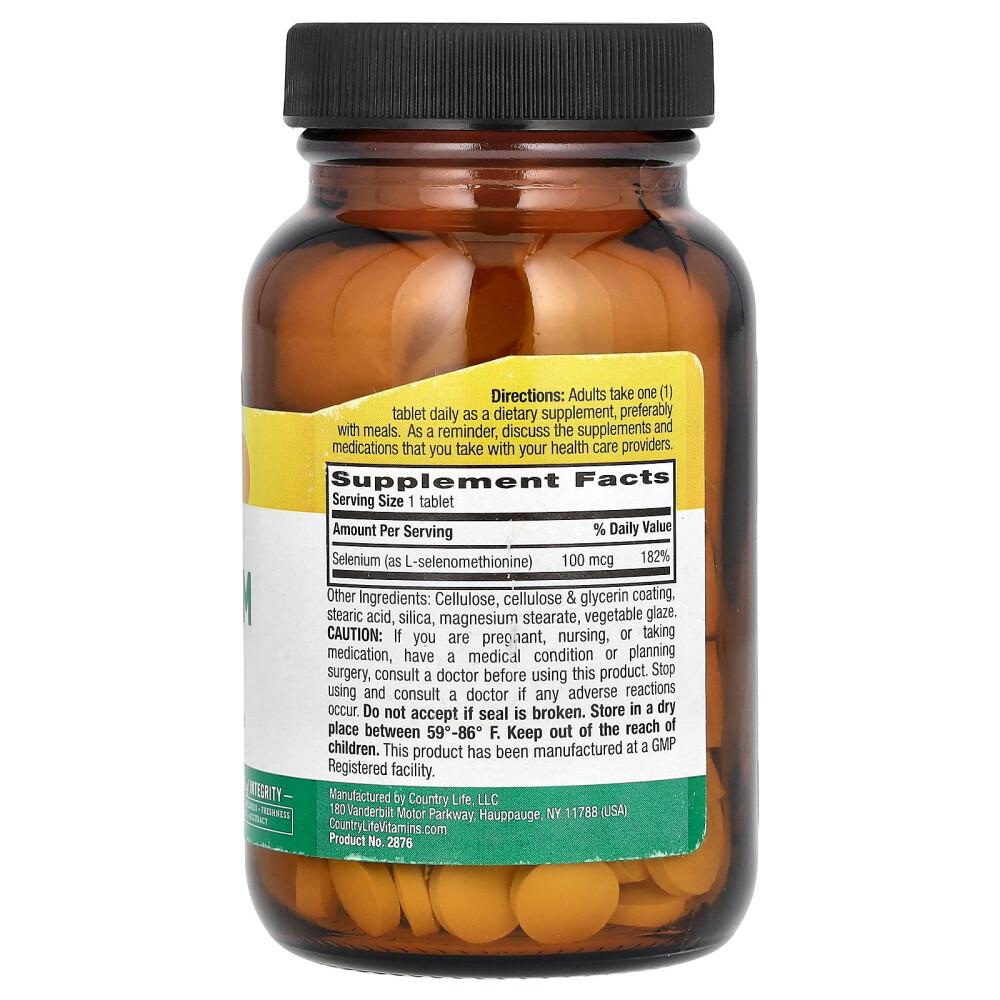 Country Life Selenium 100mcg, 180 Tablets
