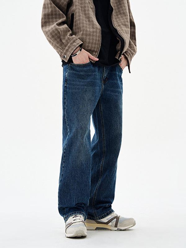 Vaqueros Rectos Elásticos de Pierna Ancha para Hombre - Versátil Casual Holgado