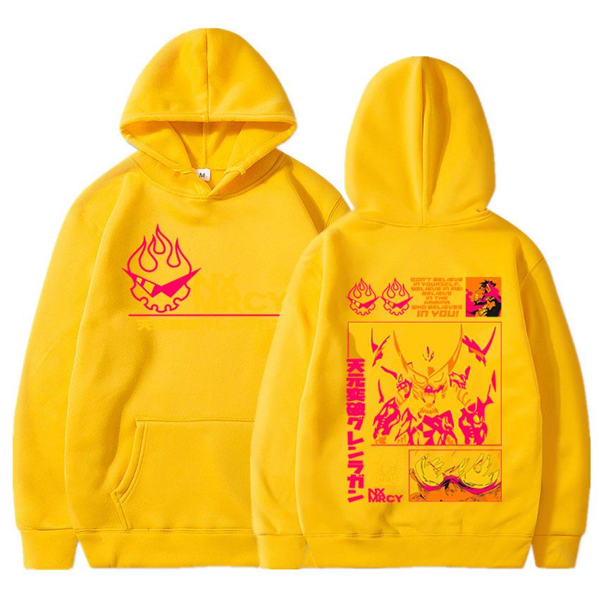 Japonia fierbinte Anime Tengen Toppa Gurren Lagann imprimeu hanorac stil desene animate hanorace bărbați femei moda casual grafic hanorac Streetwear