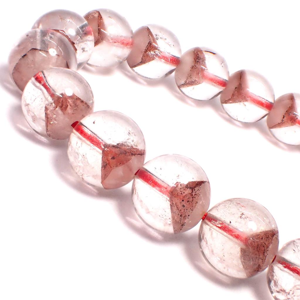 Luxury Natural Stone Red Phantom Quartz Power Stone Bracelet with Clear Phantom Beads [Happiness Stone] Accessory