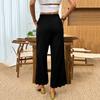Women Elastic High Waist Pant Casual Fit Wide Leg Long Pants Trousers With Pockets