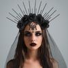 Rhinestone Veil Headband Mesh Bride Hairband Headdress Halloween Headband  Ladies
