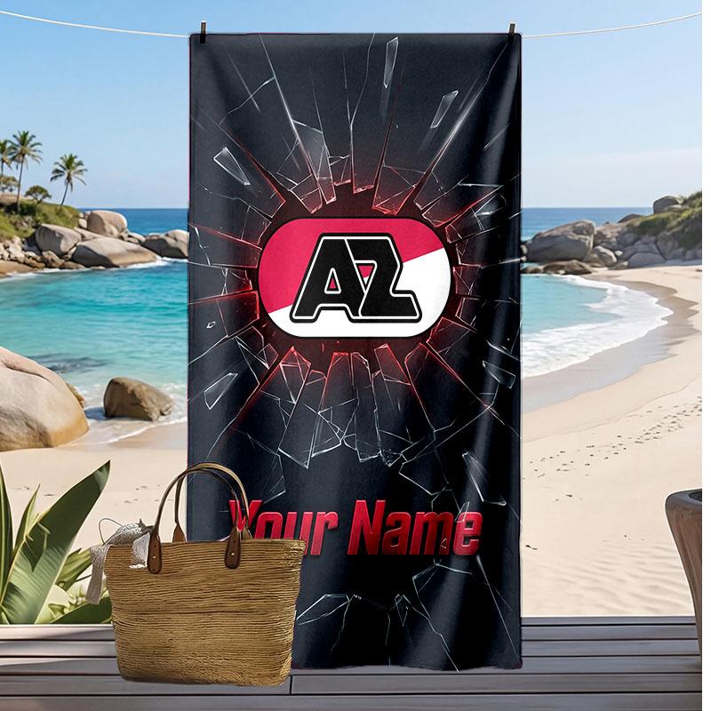 Asciugamano da Spiaggia Personalizzato Stampato AZ Alkmaar Logo Calcio Supporto Nome Personalizzato Testo Asciugamano Assorbente Per Sport Viaggio Regalo Speciale