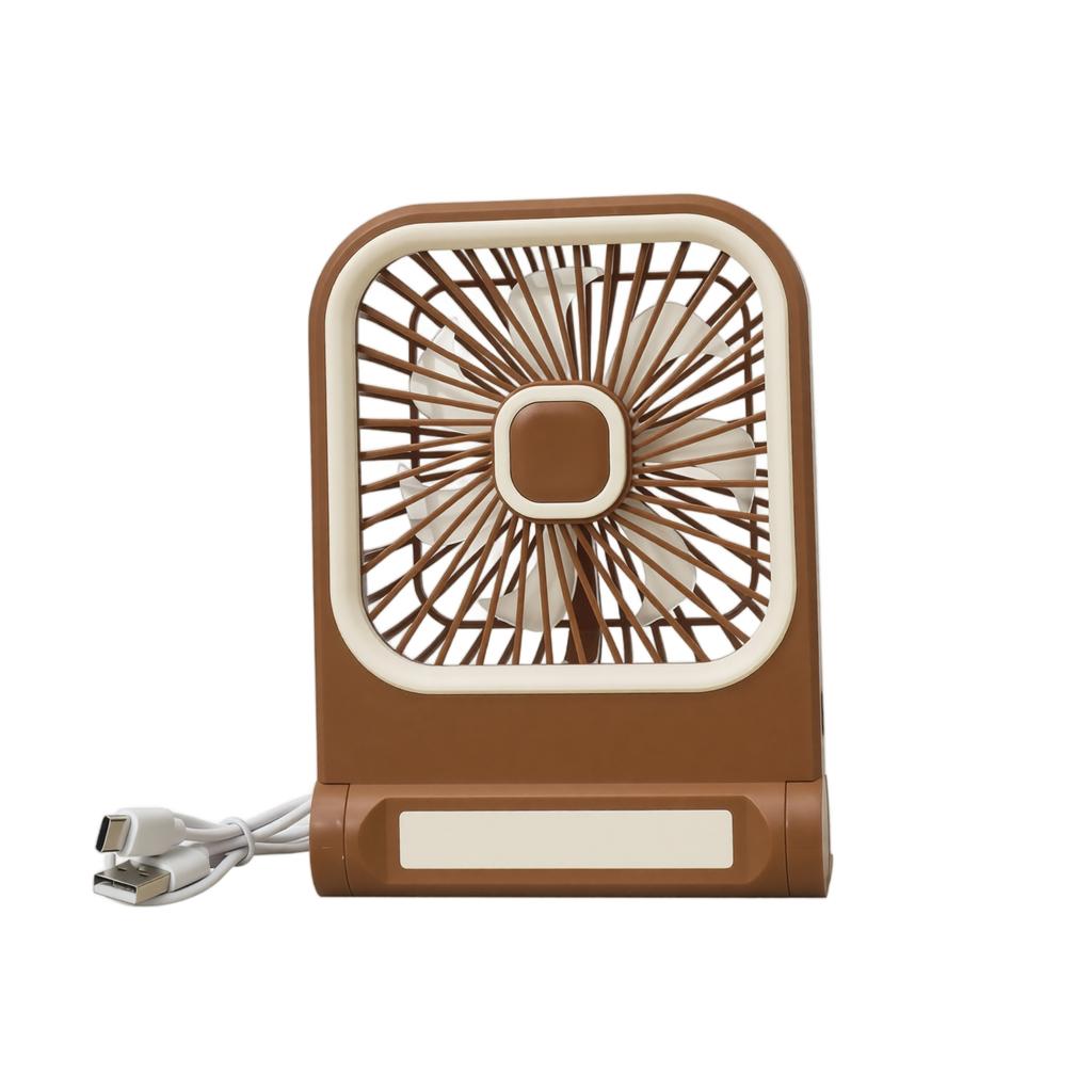 Square Desktop USB Rechargeable Fan with Three Speed Settings Portable Table Fan for Indoor Outdoor Camping and Wall Mount Use