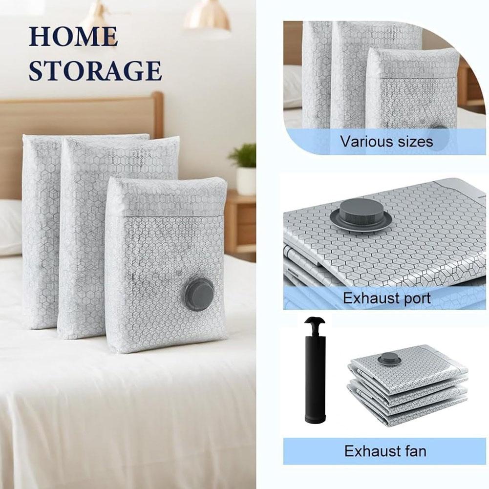 691215 шт С насосом Набор вакуумных пакетов для хранения Домашний органайзер для одежды Пакеты для деталей Компактный набор вакуумных пакетов для хранения с ручным насосом 6pcs 2390₽