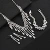 Claw Chain Rhinestone Necklace Earrings Bracelet Set, Dress Dinner Necklace Collarbone Chain Accessories