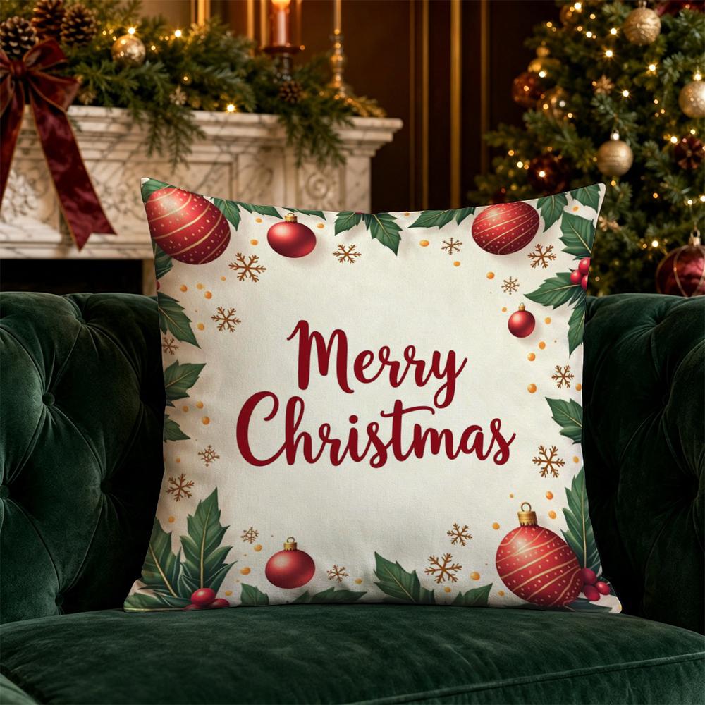 Merry Christmas Pillow Covers Pattern Cushion Cover Suitable for Sofa Bedroom Car Pillow Cover