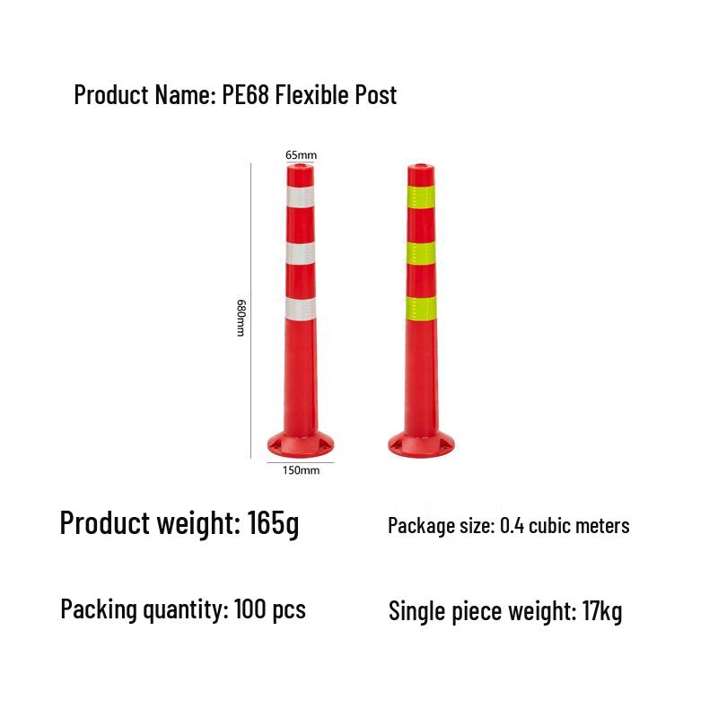 PU Plastic Reflective Chain Lane Divider Post, Red/White Anti-Collision Road Protection Post