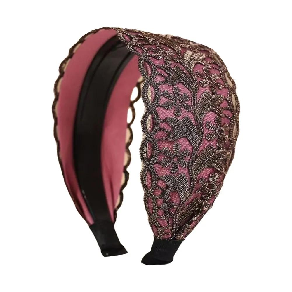 Fashion Vintage Lace Hair Hoop Anti Slip Hollow Lace Hairband Head Wrap Hair Accessories Elegant Women's Wide Headband Daily Use