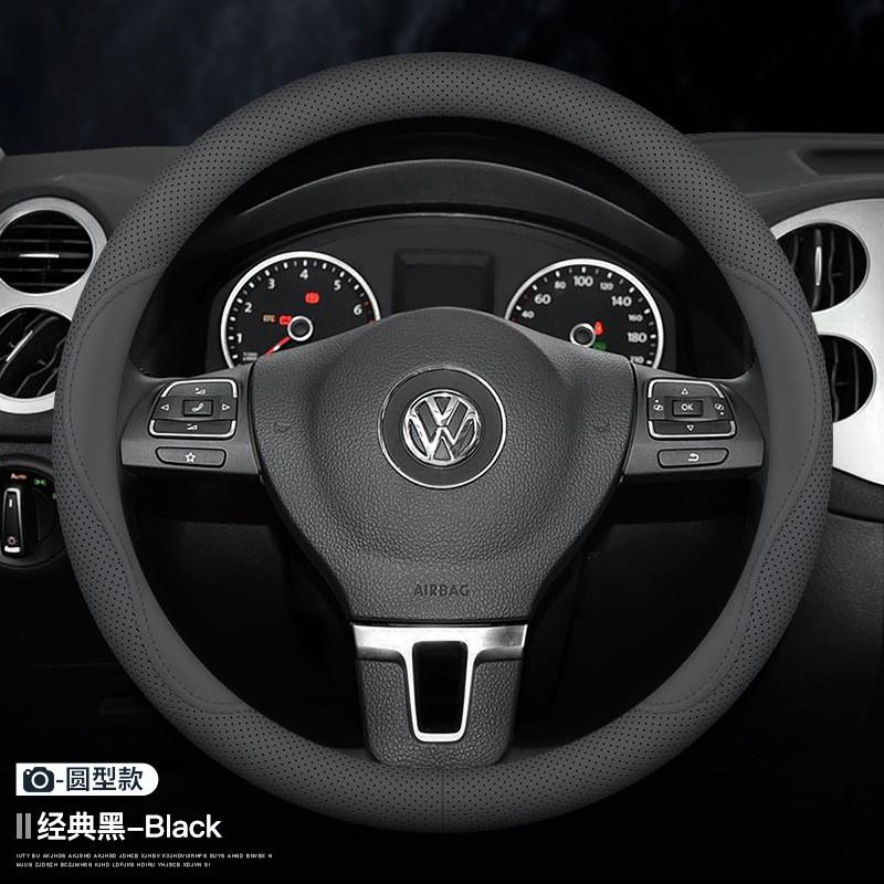 Golf MK7 MK8 Steering Wheel Cover Genuine Leather D Shape Round Universal Fit Car Interior Accessory