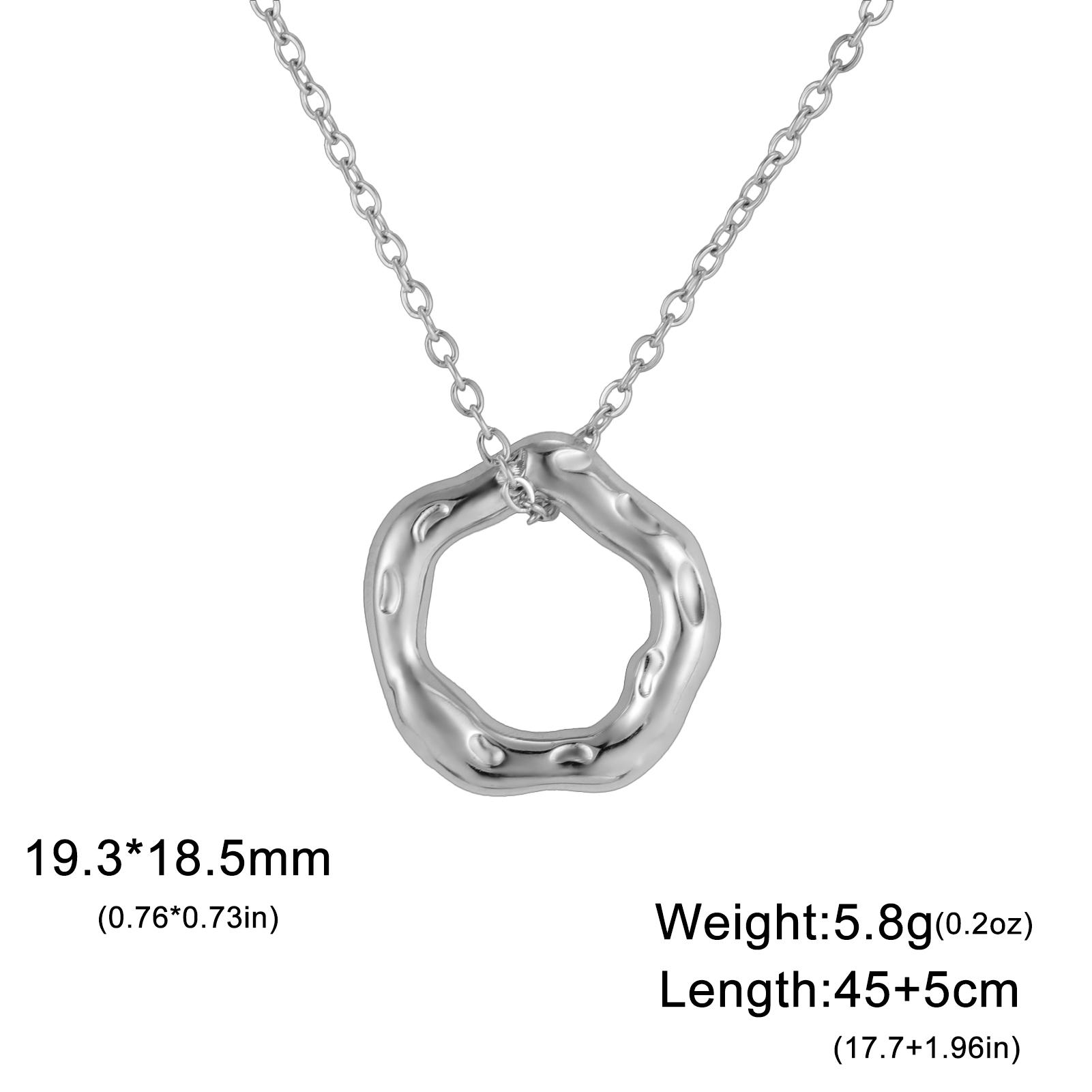 

Lemegeton Mini Molten Ring Necklace Circle Pendant Stainless Steel Women Necklace Choker Fashion Trendy Elegant Chain Jewelry