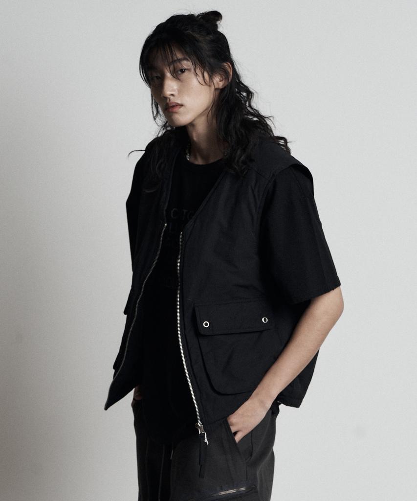 Search410 Overline Snap Vest Black