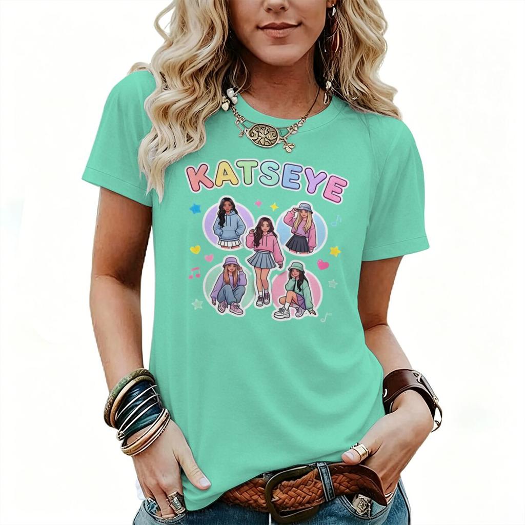 Vintage Katseye Tshirt Unisex Unisex 90s Fashion Tees Shirt Korean Ulzzang Short Sleeve Tshirts For Fan Gifts