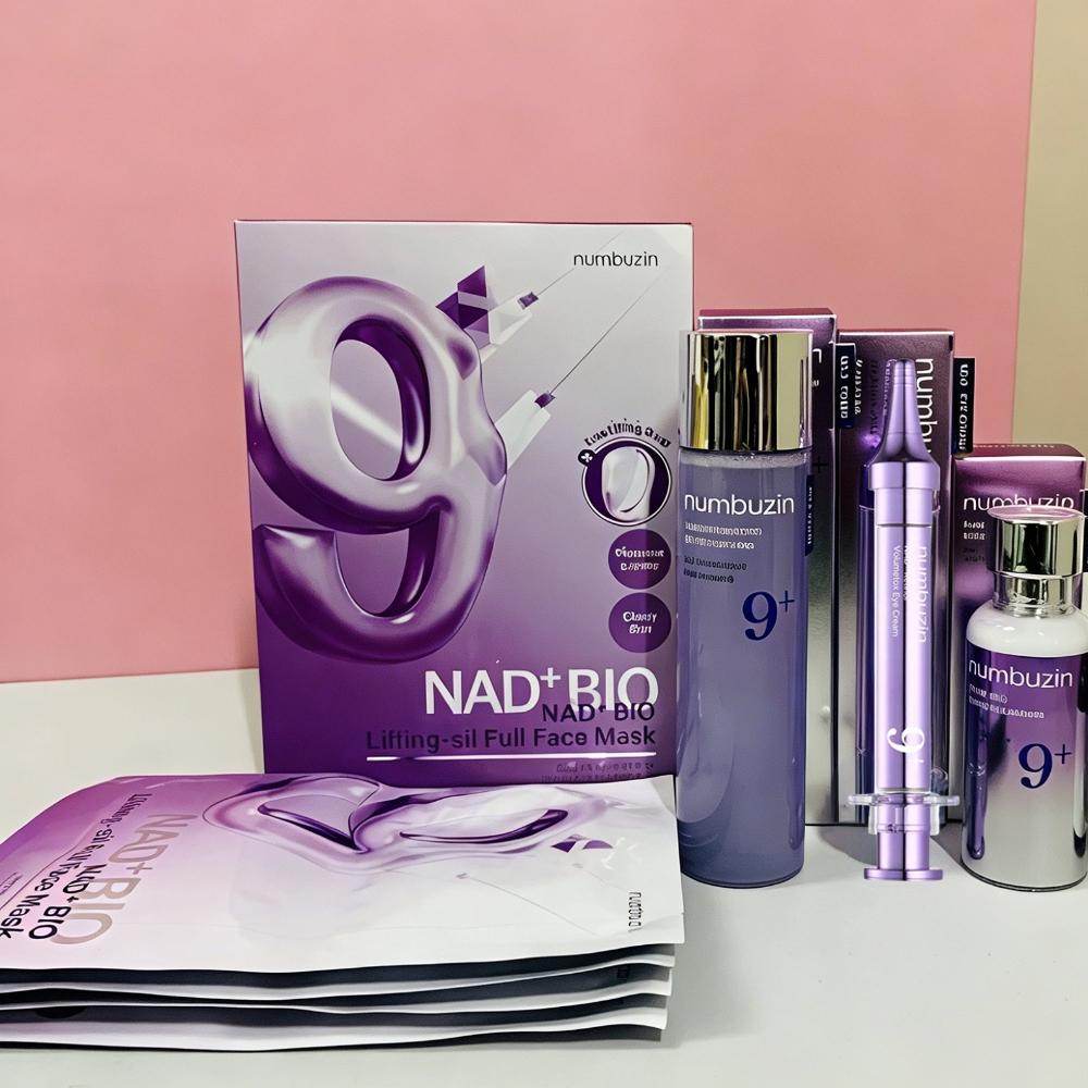 Korean Numbuzin NO.9 NAD+ BIO Skincare Set - Lifting-sil Mask NMN Essence Retinol Eye Cream Lifts Firms Brightens Korean Beauty
