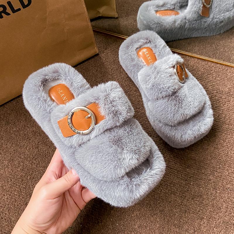 Women Slippers Thick Bottom Double Slippers  Autumn/Winter New Style Korean Shoes Women Soft Bottom Cotton Home Slides Women