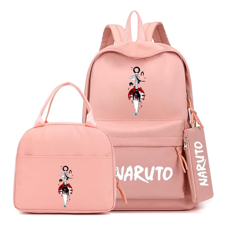 3Pcs/set Anime Naruto Backpack with Lunch Bag for Girl Boy Student Back To School Bookbag Schoolbag Men Women Leisure Travel Bag