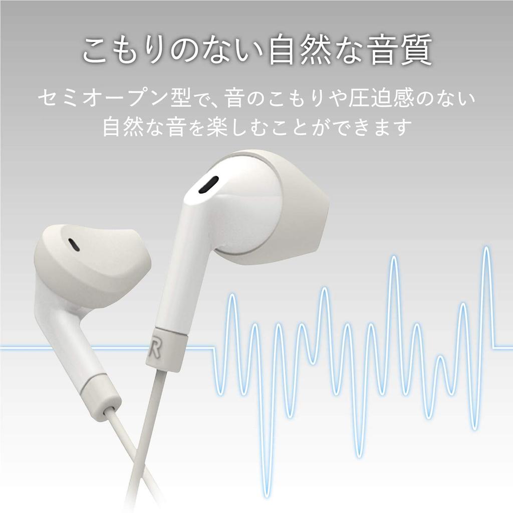 Elecom Ohrhörer mit Stereo-Treiber Durchmesser weiß Halboffenes Mikrofon, 3,5, 13,6mm, EHP-F10IMAWH