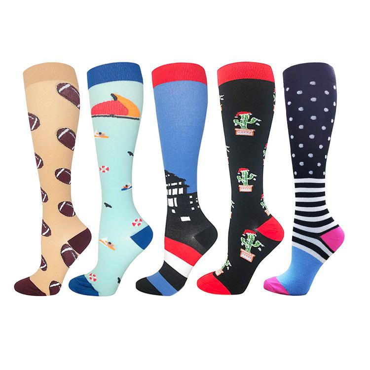 Compression Socks Outdoor Riding Elastic Sports Banana Pear Cartoon Cherry Dog Cat Toucan Stockings Pressure Compress