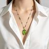 Big Oval Crystal Long Pendant Necklace for Women Statement Green Minimalist Jewelry for Daily Party Use