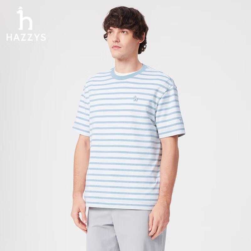 Мужская классическая свободная футболка HAZZYS в полоску с круглым вырезом XL