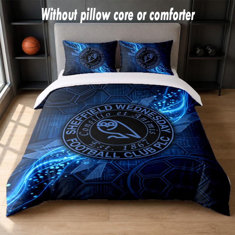 Sheffield Wednesday Football Design Bed Bedding Set 1 Duvet Cover + 2 Pillowcases Soft Breathable Household Bed Linens