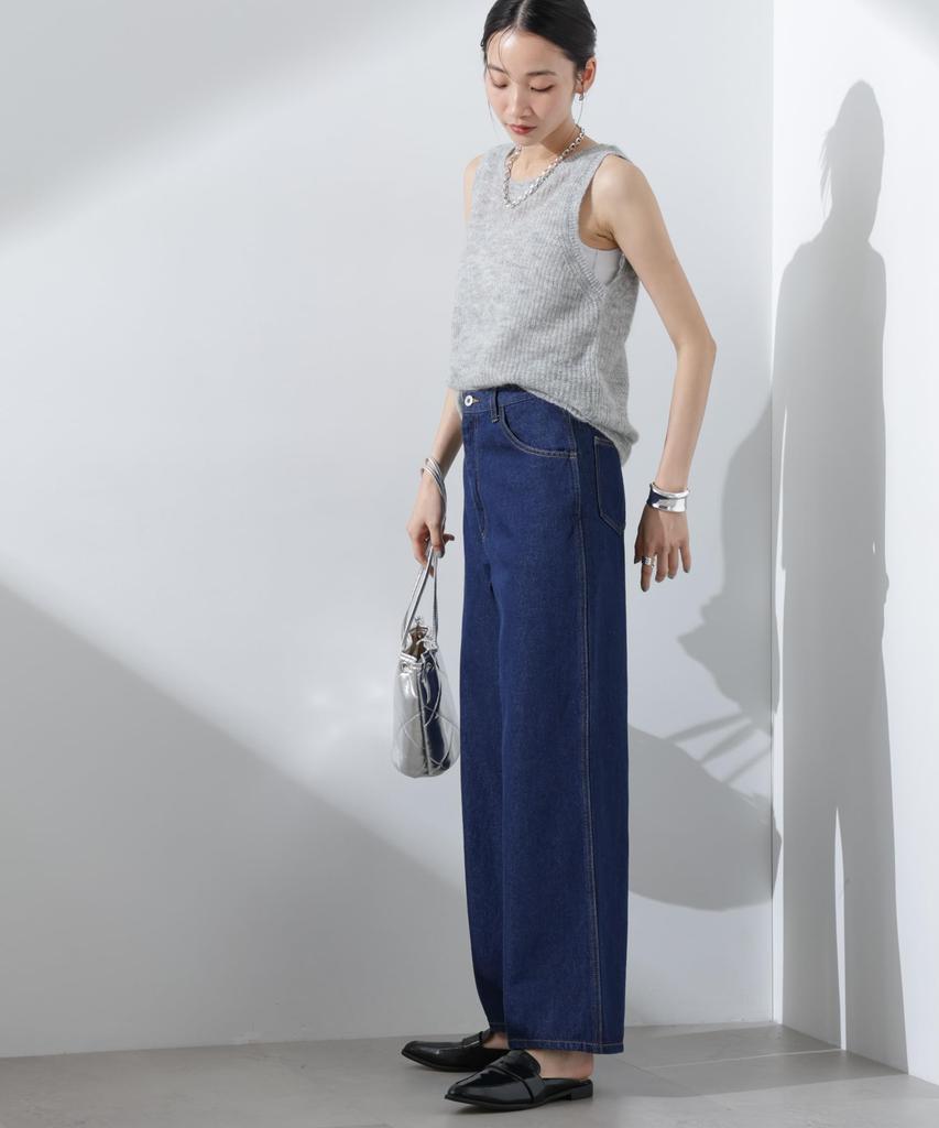 Nano Universe Wide Denim Pants (Can Be Paired with Other Items) Women's Size 38 (121cm) D.Navy (Product Code: 673-5127309)