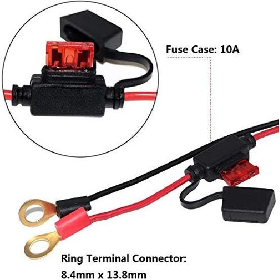 [5 PACK] 2FT Motorcycle Battery Charger Cord, Sae To O Ring Terminal Quick Disconnect Assembly Extension Cable, Sae 2Pin Wire Harness Reverse