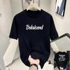 Summer Round Neck Letter "Bolaisend" and Dice Graphics Printed Top Fashionable Casual Pure Cotton Short Sleeved Men's T-shirts