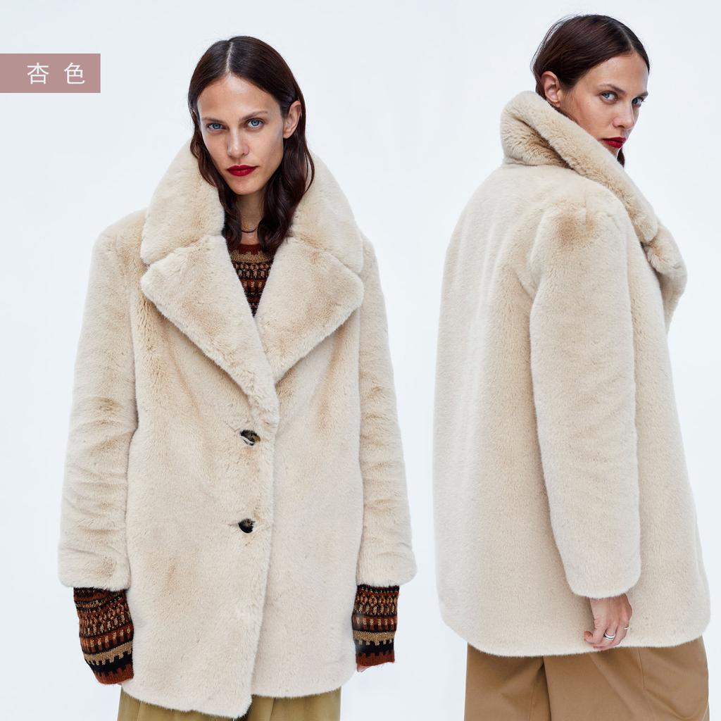 European station imitation fur coat women's medium and long Rex rabbit plush jacket retro European and American style casual and versatile