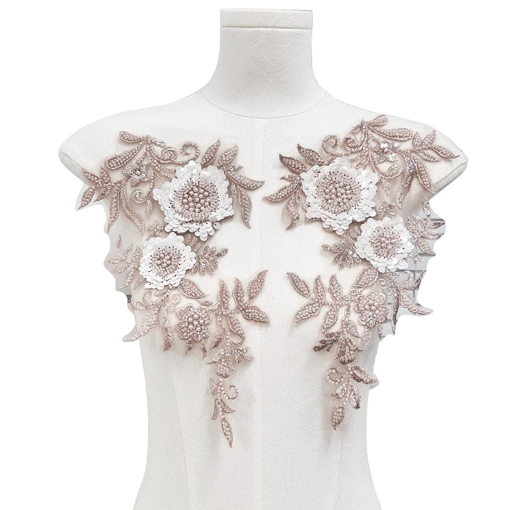 Mesh Solid Color Sequin Bead Embroidery Cloth Sticker Heavy Industry Embroidery Clothing Lace Accessories Diy Jewelry