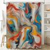 Vibrant Swirls Bath CurtainAbstract Colorful Shower Curtain for Bathroom Decorations Orange White Blue Red Yellow Design Waterpr