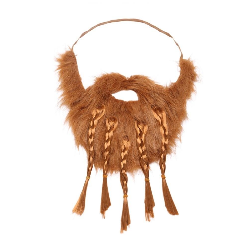 Artificia Realistic Fake Beard Funny Viking Braided Beard Pirate Play Halloween Fake Mustache Prom