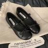 Autumn temperament versatile silver bow with Mary Jane single shoes women's shoes