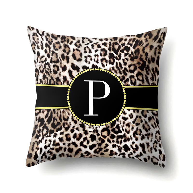 Polyester Pillow Case Decorative Leopard Print Home Furnishing 26 English Letter Printed Pillow Case