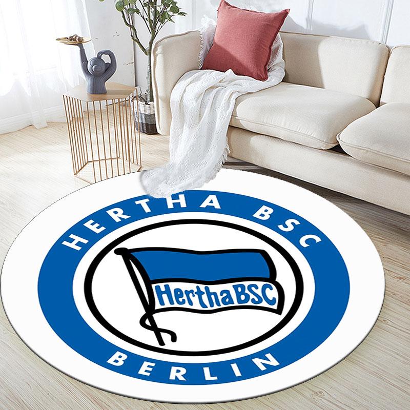 Hertha BSC Berlin Printed Round Rug, Non Slip Washable Circular Carpet For Living Room Bedroom Playroom, Sports Fan Decor, Holiday Birthday Gift