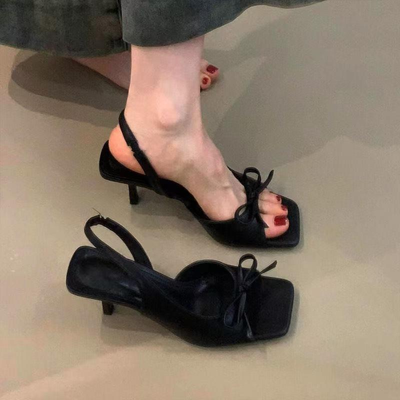 New bow high heels summer skirt 40 design stiletto open-toed sandals fairy shoes