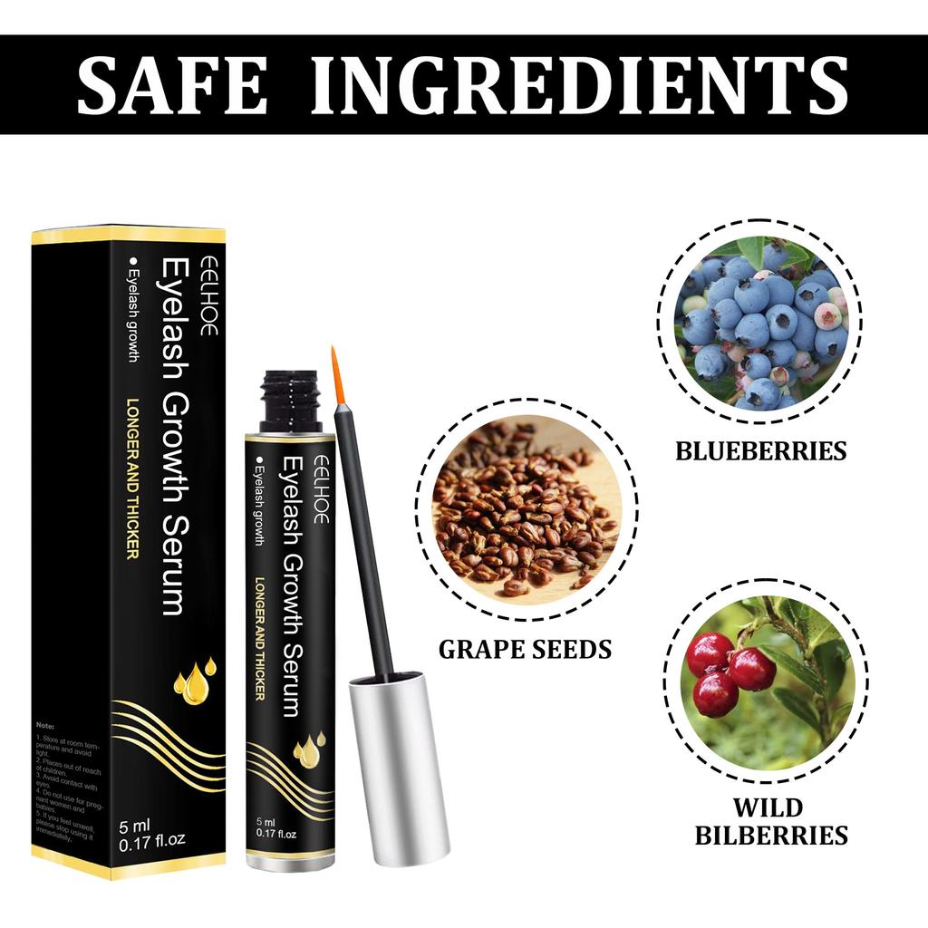 EELHOE Wimpernwachstumsverstärker, natürliche Behandlungen, Wimpern-Wimpernserum, Wimperntusche, Wimpernserum, Verlängerung des Augenbrauenwachstums, längeres Serum