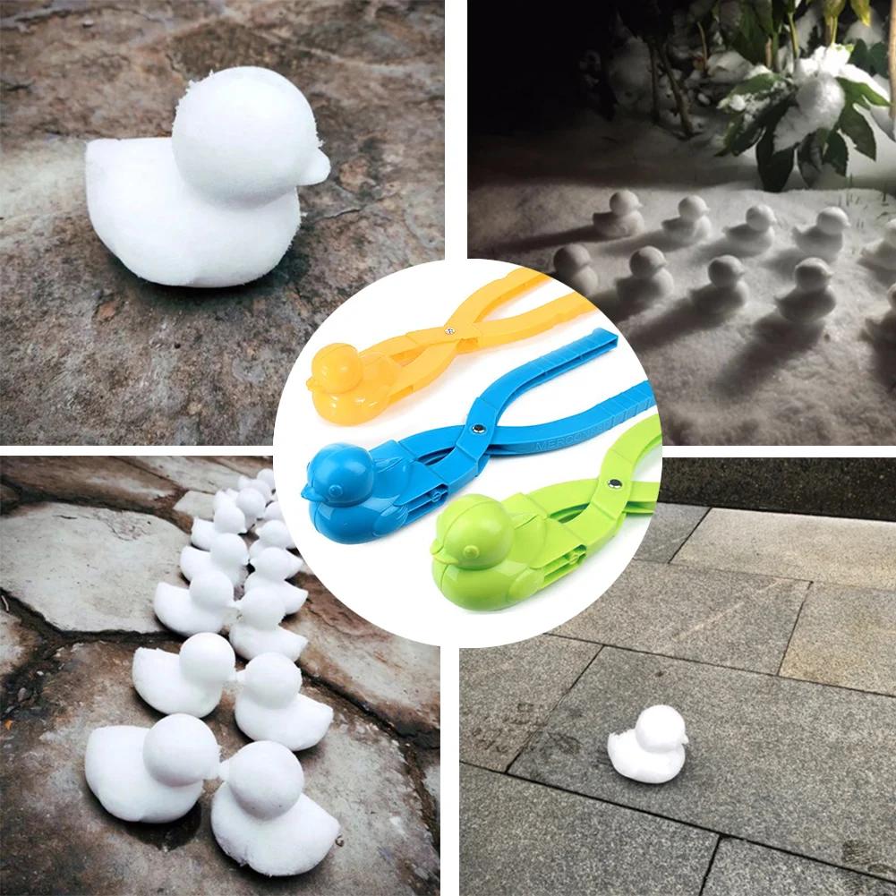 5Pcs Duck Shaped Snowball Maker Clip Children Outdoor Plastic Winter Snow Sand Making Mould Tool for Kids Fight Fun Sports Toys