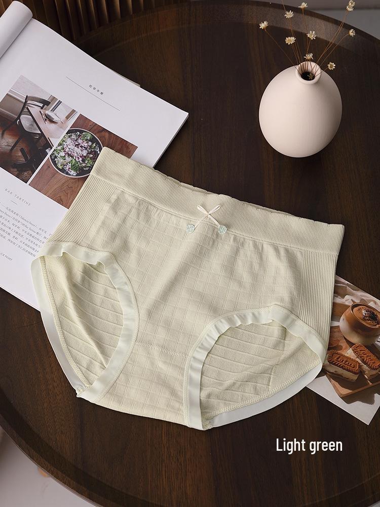 Japanese Waffle Seamless Women's Tummy Control Breathable Cotton Mid-Waist Hip-Lifting Plus Size Triangle Panties