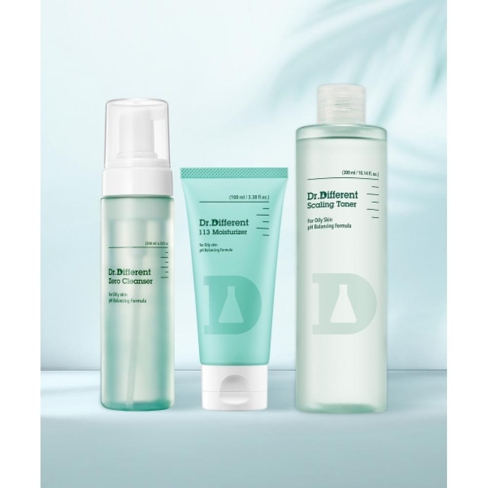 Dr.different Oily Skin Care Set Cleansing Foam + Toner + Cream