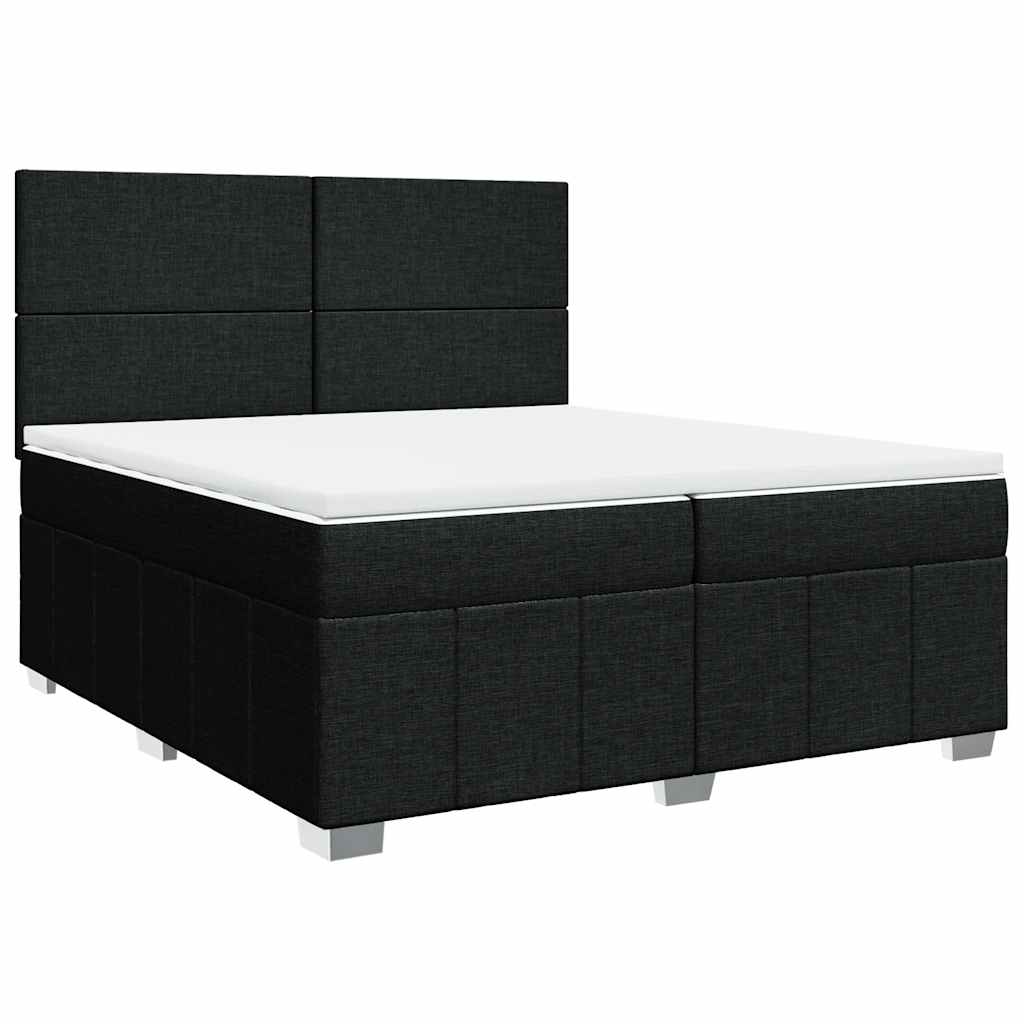 Box Spring Bed with Mattress Black 200x200 cm Fabric