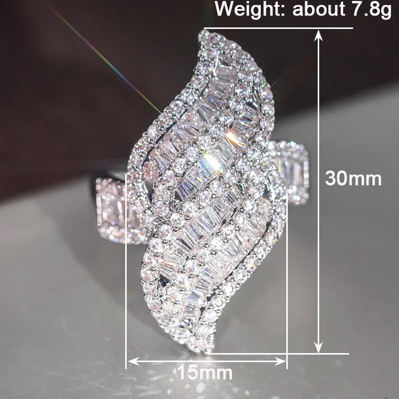 Huitan Personality Luxury Finger Rings Women Engagement Party Accessories CopperColor Brilliant Cubic Zirconia Jewelry for Lady