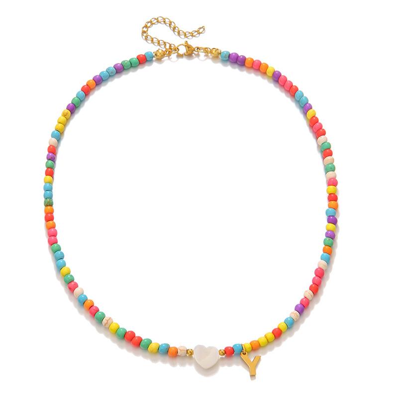 2026 New Colorful Beaded Initial Letter Necklaces for Girls Women Handmade Beads Choker Bohemian Necklace Jewelry Gift Wholesale