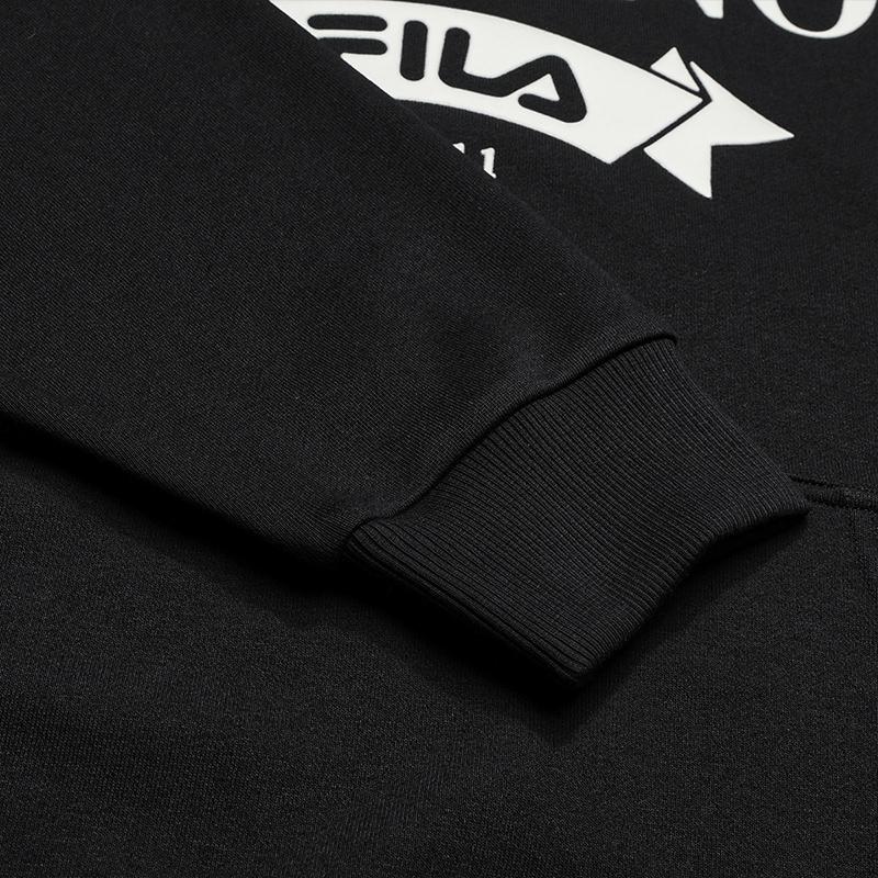 Fila Milano Series Classic Trendy Fashion Sports Versatile Printed Loose Knit Hoodie Men Hoodies F11M545202FBK