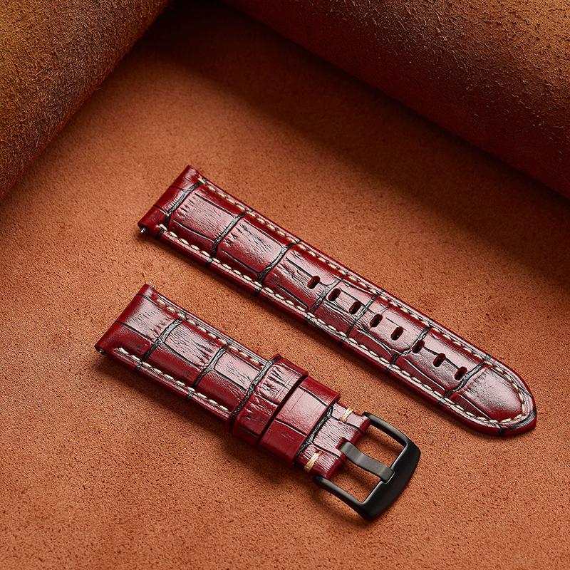 20/22/24/26mm Hochwertige Leder-Uhrenarmbänder Lederarmband mit Bambusmuster Universelle Uhrenarmbänder Zubehör für Herren Damen Armbänder