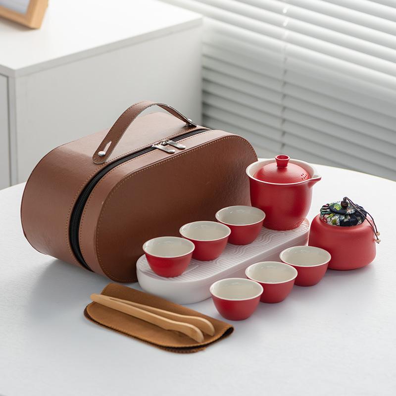 Business Gifts Travel Tea Set Kuaike Cup One Pot Three Cups Portable Cover Bowl Small Set Outdoor High-end Kung Fu Set