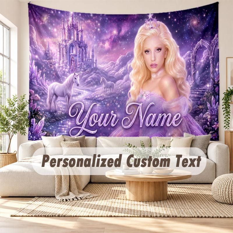 Custom Name Wall Hanging Tapestry,Lady Gaga Decorative Backdrop Tapestry For Dorm Home