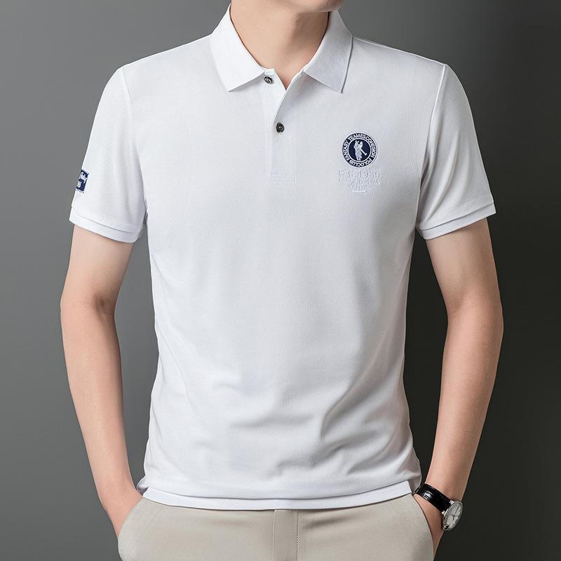 Ice Silk Short-Sleeved Polo Shirt Men'S Embroidered Thin Short-Sleeved T-Shirt High Quality