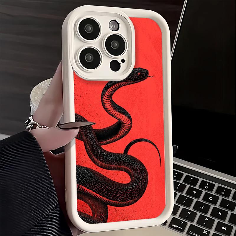 Black Snake Doodle Phone Case for iPhone 16 17 Air 16E 15 Pro Max 14 Plus 13 12 Mini Capa Soft Shell Silicone Funda