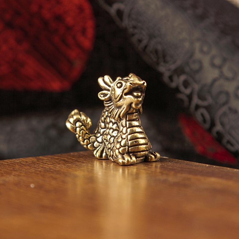 Brass 12 Zodiac Animal Head Sculpture Small Statue Desktop Ornaments Vintage Beast Figurines Mini Lucky Home Decorations Crafts